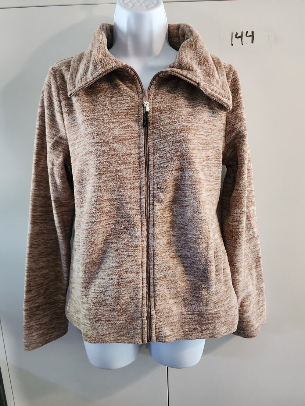 Calvin Klein Performance Heather Brown Fleece Zip Jacket Womens Extra Small XS